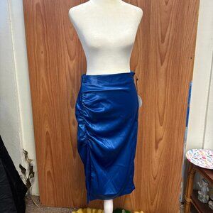 NEW Milk & Honey Blue High Waist Pencil Skirt w/ Slit M Medium NWT